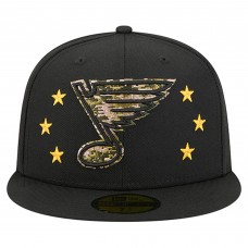 Бейсболка St. Louis Blues New Era Black Military Appreciation Digital Camo Stars 59FIFTY