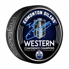 Шайба Evan Bouchard Edmonton Oilers Autographed Fanatics Authentic 2025 Western Conference Champions