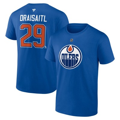 Футболка Edmonton Oilers Leon Draisaitl Fanatics Royal Authentic Stack Name & Number