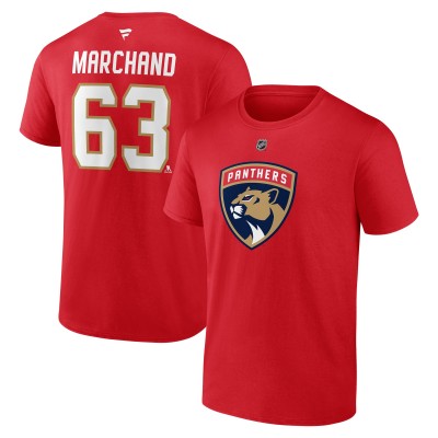 Florida Panthers Brad Marchand Fanatics Red Authentic Stack Name & Number T-Shirt