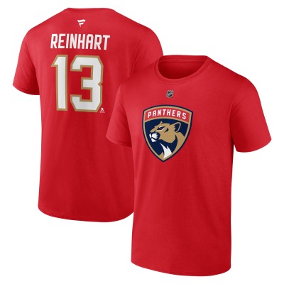 Футболка Florida Panthers Sam Reinhart Fanatics Red Authentic Stack Name & Number