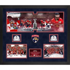 Florida Panthers Fanatics Authentic 2025 Stanley Cup Champions Framed 20 x 24 3-Photograph Collage with Dual Game-Used Ice from the 2024 & 2025 Stanley Cup Final - Limited Edition of 100