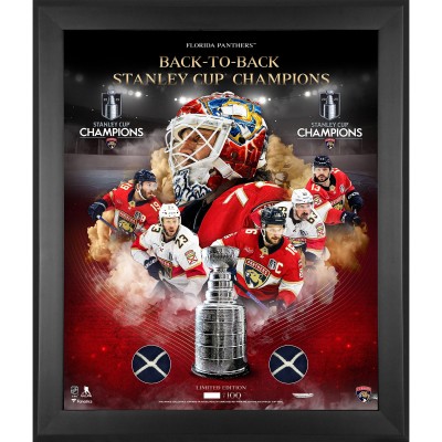Постер Florida Panthers Fanatics Authentic Back-To-Back Stanley Cup Champions Framed 20 x 24 Dual Game-Used Net Collage with Game-Used Net from the 2024 & 2025 Stanley Cup Final - Limited Edition of 100