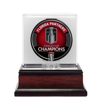 Шайба Florida Panthers Fanatics Authentic 2025 Stanley Cup Champions Mahogany Logo Display Case