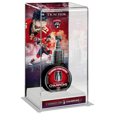 Кейс для хоккейной шайбы Matthew Tkachuk Florida Panthers Fanatics Authentic 2025 Stanley Cup Champions Logo Deluxe