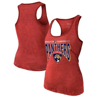Майка Женская Florida Panthers Majestic Threads Red 2025 Stanley Cup Champions Tri-Blend Racerback