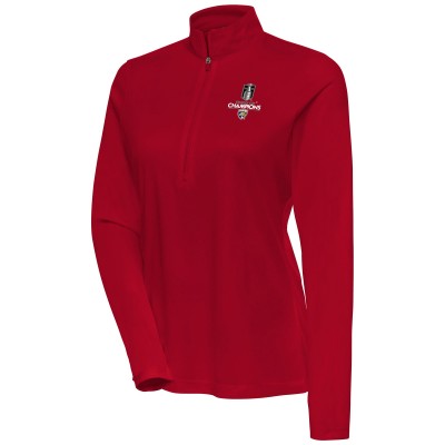 Женская Florida Panthers Antigua Red 2025 Stanley Cup Champions Flex Quarter-Zip Pullover