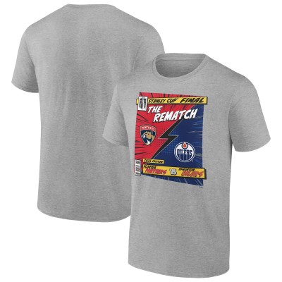 Футболка Florida Panthers vs. Edmonton Oilers Heather Gray 2025 Stanley Cup Final Rematch Comic
