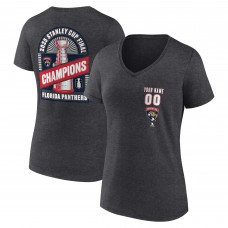 Футболка Женская Florida Panthers Charcoal 2025 Stanley Cup Champions Custom V-Neck