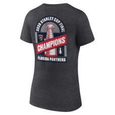 Футболка Женская Florida Panthers Charcoal 2025 Stanley Cup Champions Custom V-Neck
