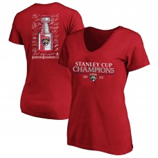 Футболка Женская Florida Panthers Fanatics Red 2025 Stanley Cup Champions Plus Size Roster V-Neck Футболка Женская Florida Panthers Fanatics Red 2025 Stanley Cup Champions Plus Size Roster V-Neck