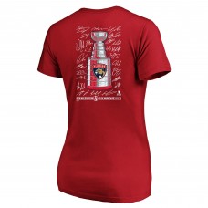 Футболка Женская Florida Panthers Fanatics Red 2025 Stanley Cup Champions Plus Size Roster V-Neck Футболка Женская Florida Panthers Fanatics Red 2025 Stanley Cup Champions Plus Size Roster V-Neck