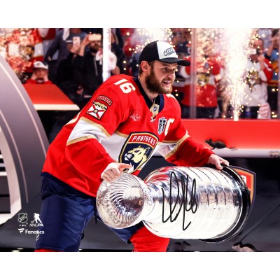 Aleksander Barkov Florida Panthers Autographed Fanatics Authentic 2025 Stanley Cup Champions 8 x 10 Raising Cup Photograph
