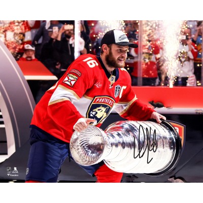 Aleksander Barkov Florida Panthers Autographed Fanatics Authentic 2025 Stanley Cup Champions 16 x 20 Raising Cup Photograph