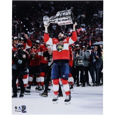 Aaron Ekblad Florida Panthers Autographed Fanatics Authentic 2025 Stanley Cup Champions 16 x 20 Raising Cup Photograph with 2025 SC Champs Inscription