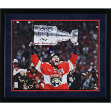 Фото с автографом Matthew Tkachuk Florida Panthers Fanatics Authentic 2025 Stanley Cup Champions 16" x 20" Raising Cup with "2025 SC Champs" Inscription
