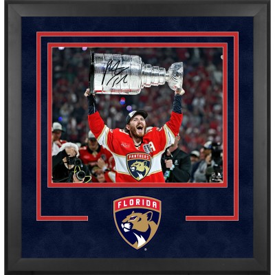 Matthew Tkachuk Florida Panthers Autographed Fanatics Authentic 2025 Stanley Cup Champions Deluxe Framed 16 x 20 Raising Cup Photograph
