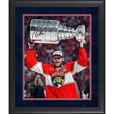 Carter Verhaeghe Florida Panthers Autographed Fanatics Authentic 2025 Stanley Cup Champions Framed 16 x 20 Raising Cup Photograph