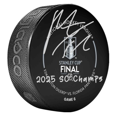 Шайба Matthew Tkachuk Florida Panthers Autographed Fanatics Authentic 2025 Stanley Cup Champions Official Game with 2025 SC Champs Inscription