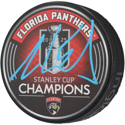 Aaron Ekblad Florida Panthers Autographed Fanatics Authentic 2025 Stanley Cup Champions Hockey Puck