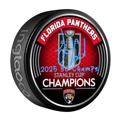 Шайба Sam Reinhart Florida Panthers Autographed Fanatics Authentic 2025 Stanley Cup Champions with 2025 SC Champs Inscription