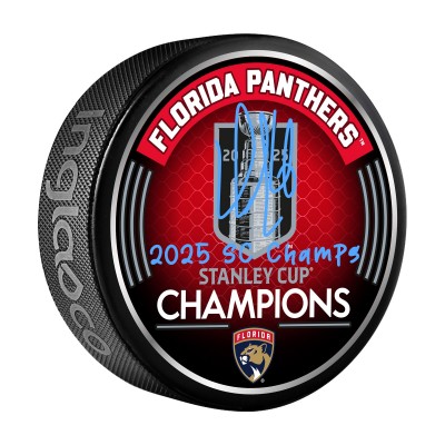 Шайба Aleksander Barkov Florida Panthers Autographed Fanatics Authentic 2025 Stanley Cup Champions with 2025 SC Champs Inscription