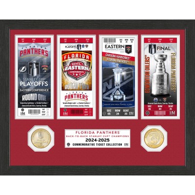 Монета и фотография Florida Panthers Highland Mint 2025 Stanley Cup Champions 12 x 15 Road To The Stanley Cup Ticket & Bronze