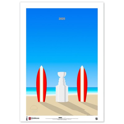 Плакат Florida Panthers 2025 Stanley Cup Champions 24 x 36 Minimalist Fine Art