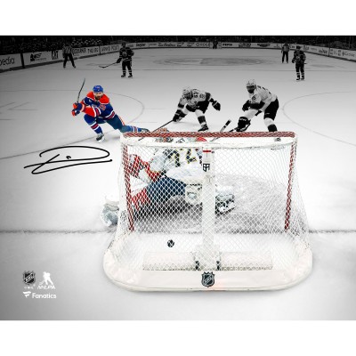 Leon Draisaitl Edmonton Oilers Autographed Fanatics Authentic 8 x 10 2025 Stanley Cup Final Game 1 Overtime Goal Spotlight Photograph