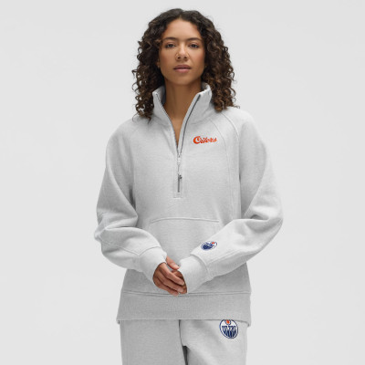 Женская Edmonton Oilers lululemon Heathered Core Ultra Light Grey Long Scuba Oversized Half-Zip Funnel Neck