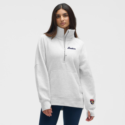 Женская Florida Panthers lululemon Heathered Core Ultra Light Grey Long Scuba Oversized Half-Zip Funnel Neck
