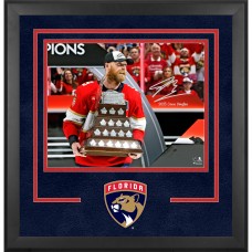 Sam Bennett Florida Panthers Autographed Fanatics Authentic 2025 Stanley Cup Champions Deluxe Framed 16 x 20 Raising Conn Smythe Photograph with 2025 Conn Smythe Inscription