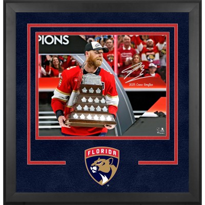 Sam Bennett Florida Panthers Autographed Fanatics Authentic 2025 Stanley Cup Champions Deluxe Framed 16 x 20 Raising Conn Smythe Photograph with 2025 Conn Smythe Inscription
