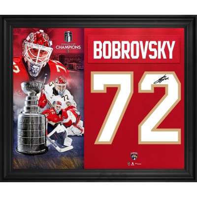 Sergei Bobrovsky Florida Panthers Autographed Fanatics Authentic 2025 Stanley Cup Champions Framed 20 x 24 Jersey Number Collage