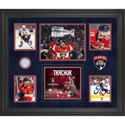 Matthew Tkachuk Florida Panthers Autographed Fanatics Authentic 2025 Stanley Cup Champions Framed 20 x 24 Collage with a Piece of Game-Used Net from the 2025 Stanley Cup Final - Limited Edition of 100