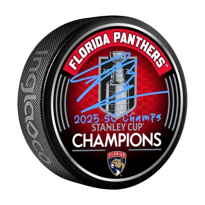 Шайба Sam Bennett Florida Panthers Autographed Fanatics Authentic 2025 Stanley Cup Champions with 2025 SC Champs Inscription