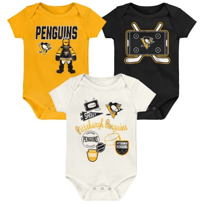 Малышам & Newborn Pittsburgh Penguins Outerstuff Littlest Player Three-Pack Bodysuit Set