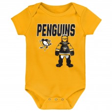 Малышам & Newborn Pittsburgh Penguins Outerstuff Littlest Player Three-Pack Bodysuit Set