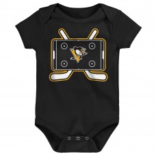 Малышам & Newborn Pittsburgh Penguins Outerstuff Littlest Player Three-Pack Bodysuit Set