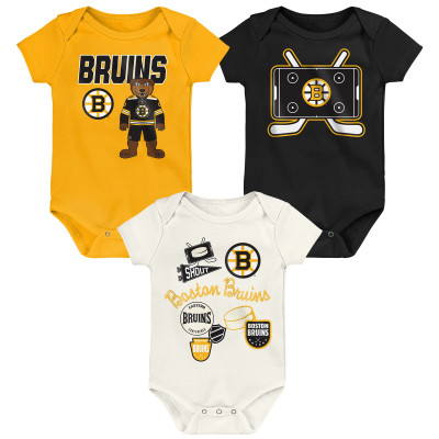 для малыша & Newborn Boston Bruins Outerstuff Littlest Three-Pack Bodysuit Set