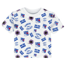 Футболка для малыша New York Rangers Outerstuff White Run Down All-Over-Print Футболка для малыша New York Rangers Outerstuff White Run Down All-Over-Print