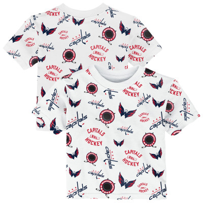 Детская Washington Capitals Outerstuff White Run Down All-Over-Print T-Shirt