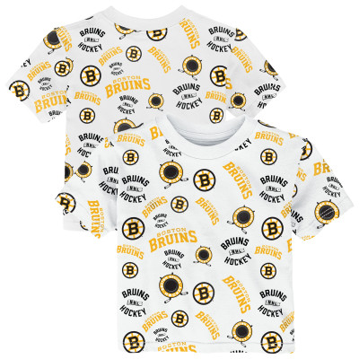 Футболка для малыша Boston Bruins Outerstuff White Run Down All-Over-Print