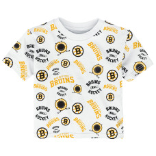 Футболка для малыша Boston Bruins Outerstuff White Run Down All-Over-Print