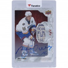 Brett Hull St. Louis Blues Autographed 2019-20 Upper Deck Engrained Game Used Laundry Tag #44 #1/1 Card