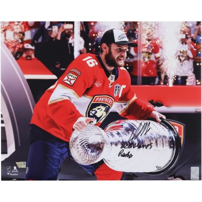 Aleksander Barkov Florida Panthers Autographed Fanatics Authentic 2025 Stanley Cup Champions 16 x 20 Raising Cup Photograph with Multiple Inscriptions - Limited Edition of 50