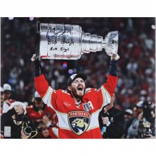 Matthew Tkachuk Florida Panthers Autographed Fanatics Authentic 2025 Stanley Cup Champions 16 x 20 Raising Cup Photograph with Multiple Inscriptions - Limited Edition of 50