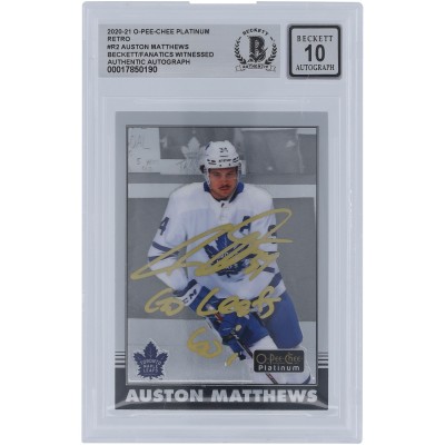 Auston Matthews Toronto Maple Leafs Autographed 2020-21 Upper Deck O-Pee-Chee Platinum Retro Gold Ink #R-2 Beckett Fanatics Witnessed Authenticated 10 Card with Go Leafs Go Inscription