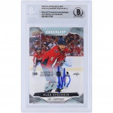 Alexander Ovechkin Washington Capitals Autographed 2019-20 Upper Deck MVP Puzzle Back Checklist #100 Beckett Fanatics Witnessed Authenticated Card