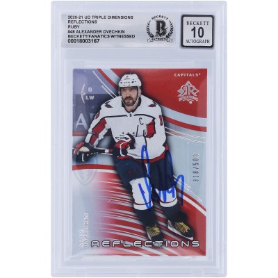 Alexander Ovechkin Washington Capitals Autographed 2020-21 Upper Deck Extended Series Ruby Triple Dimensions Reflection #48 #/500 Beckett Fanatics Witnessed Authenticated 10 Card